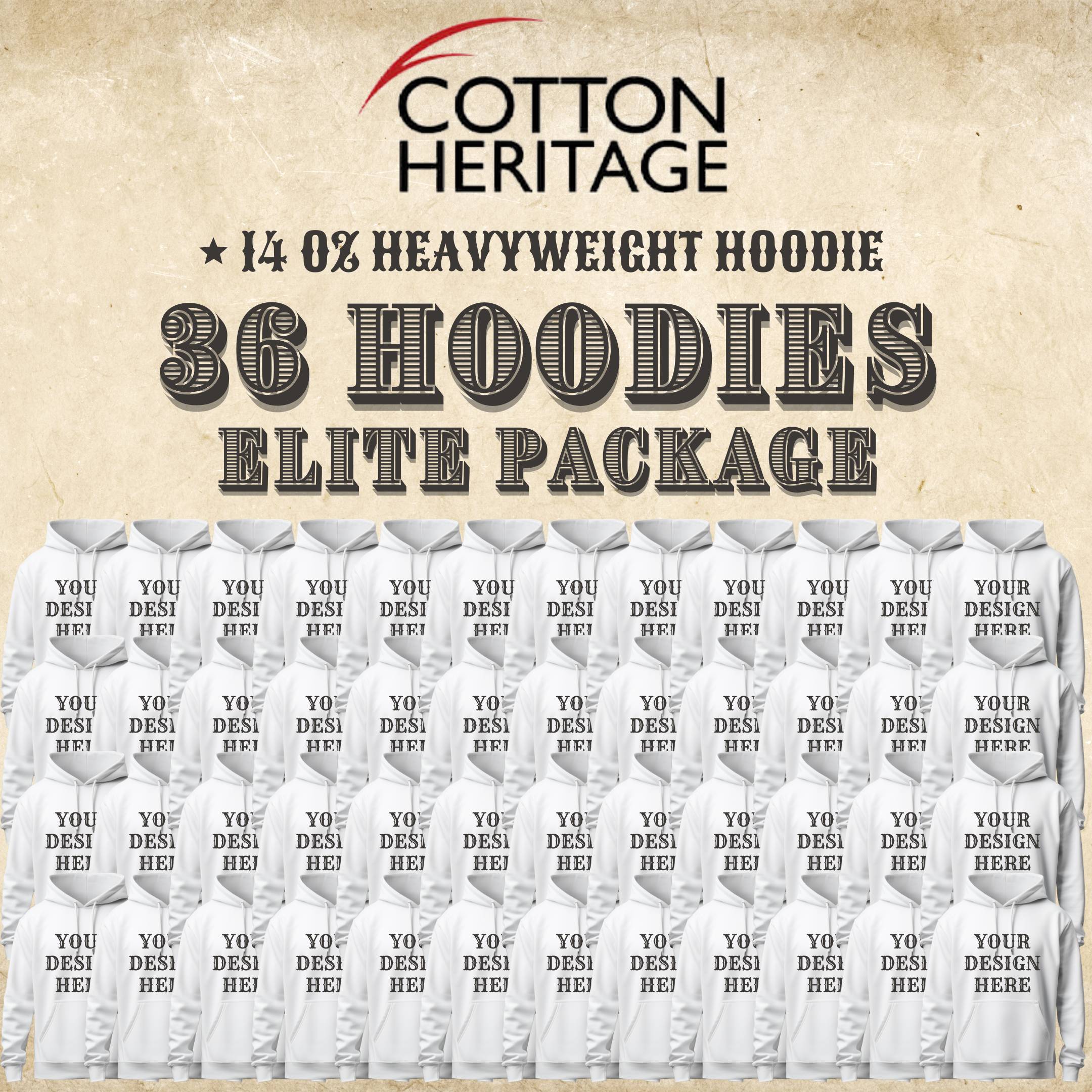 Cotton Heritage 36 White Hoodie Elite Package