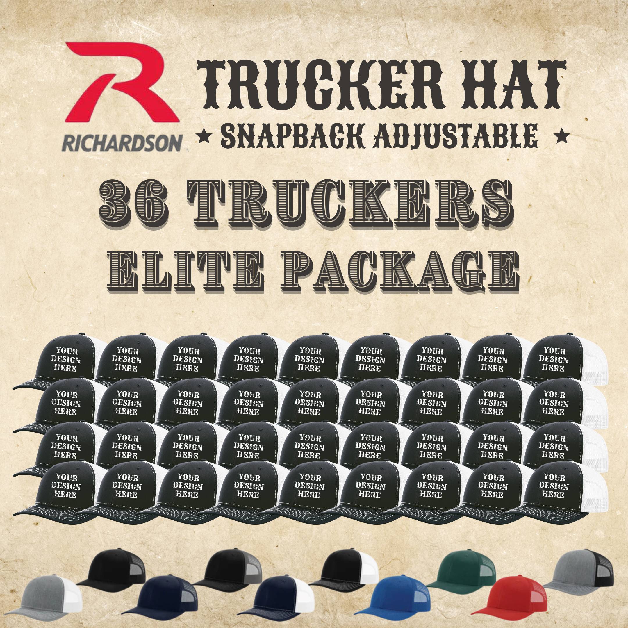 Richardson 36 Trucker Mesh Back Hat Elite Package