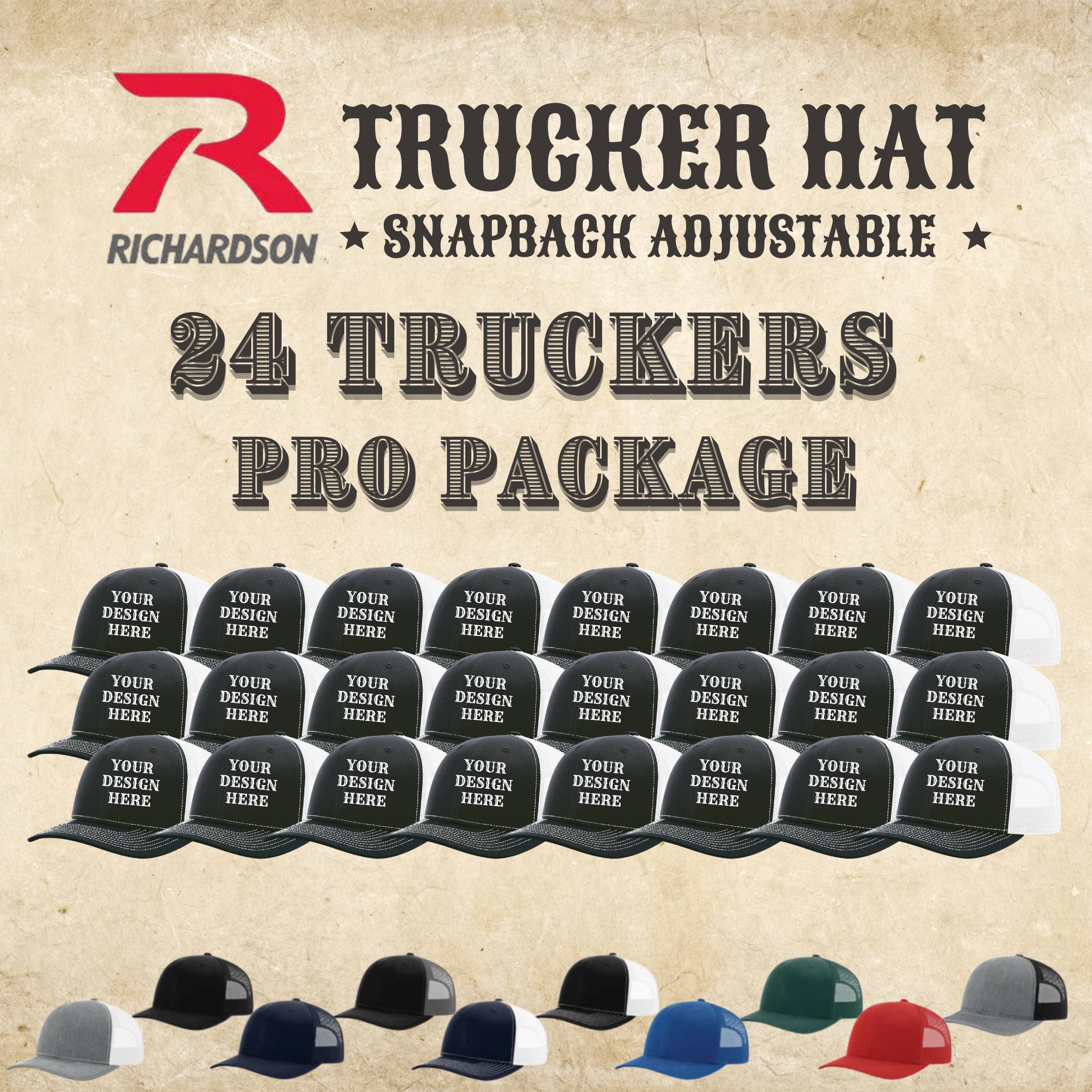 Richardson 24 Trucker Mesh Back Hat Pro Package