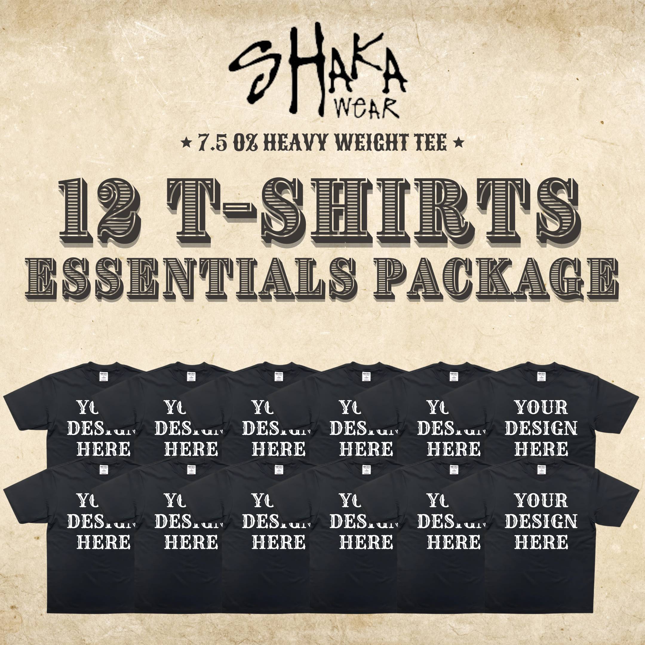 Shaka Wear 12 Black T-Shirt Essentials Package