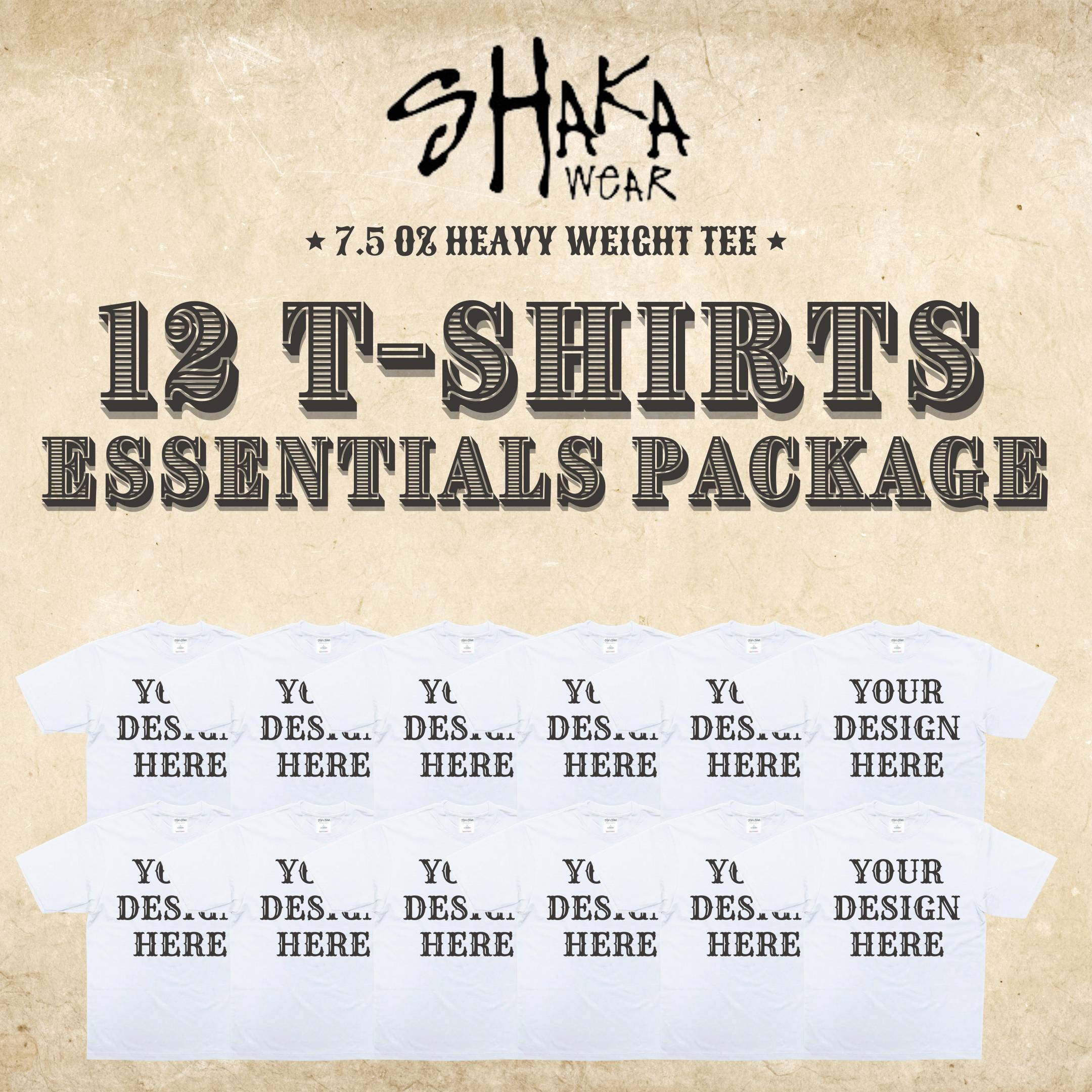 Shaka Wear 12 White T-Shirt Essentials Package