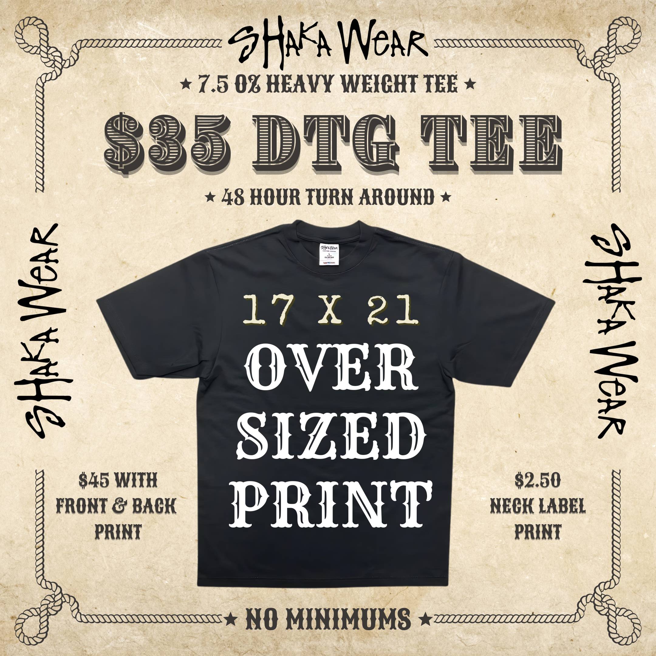 Shaka Wear $35 DTG Black T-Shirt