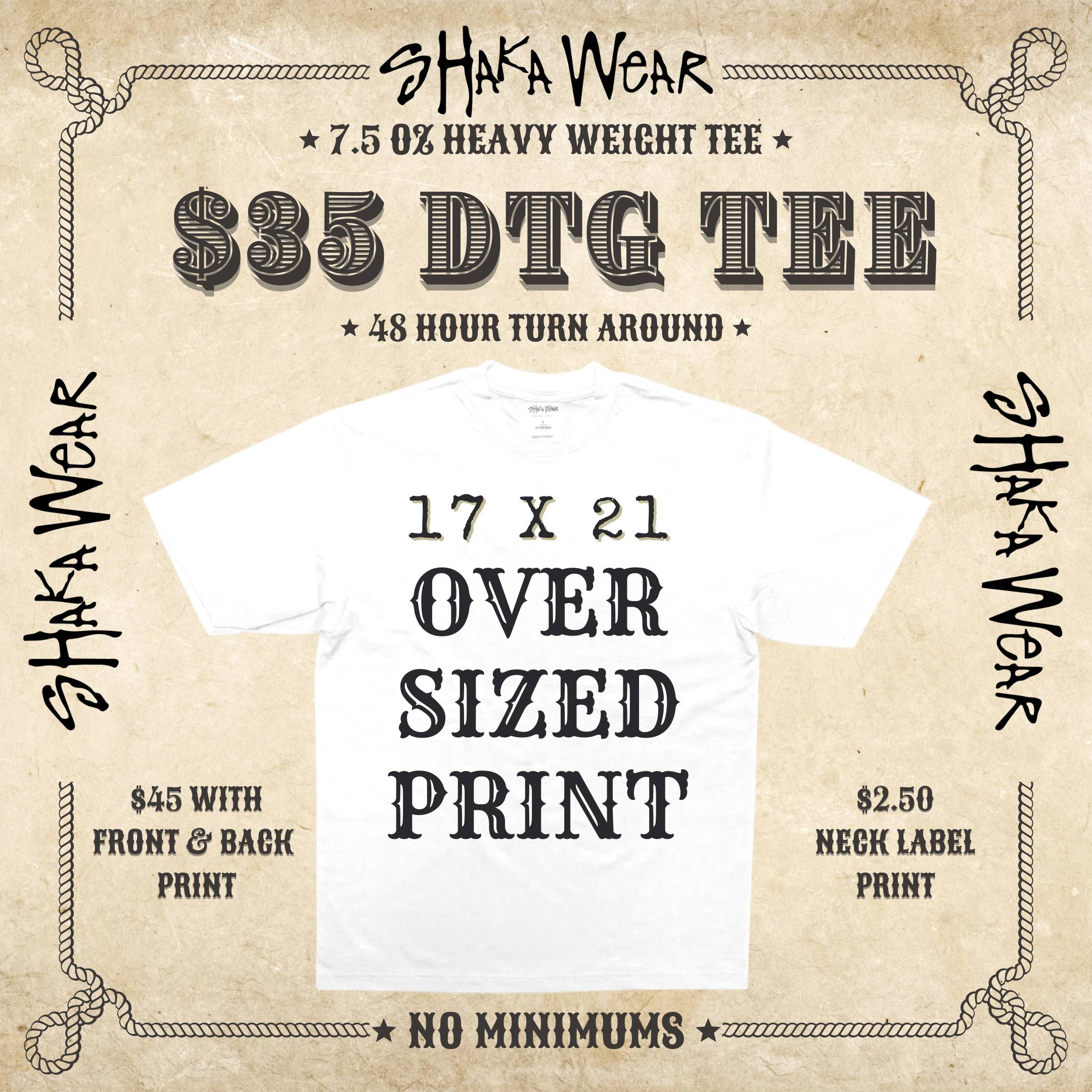 Shaka Wear $35 DTG White T-Shirt