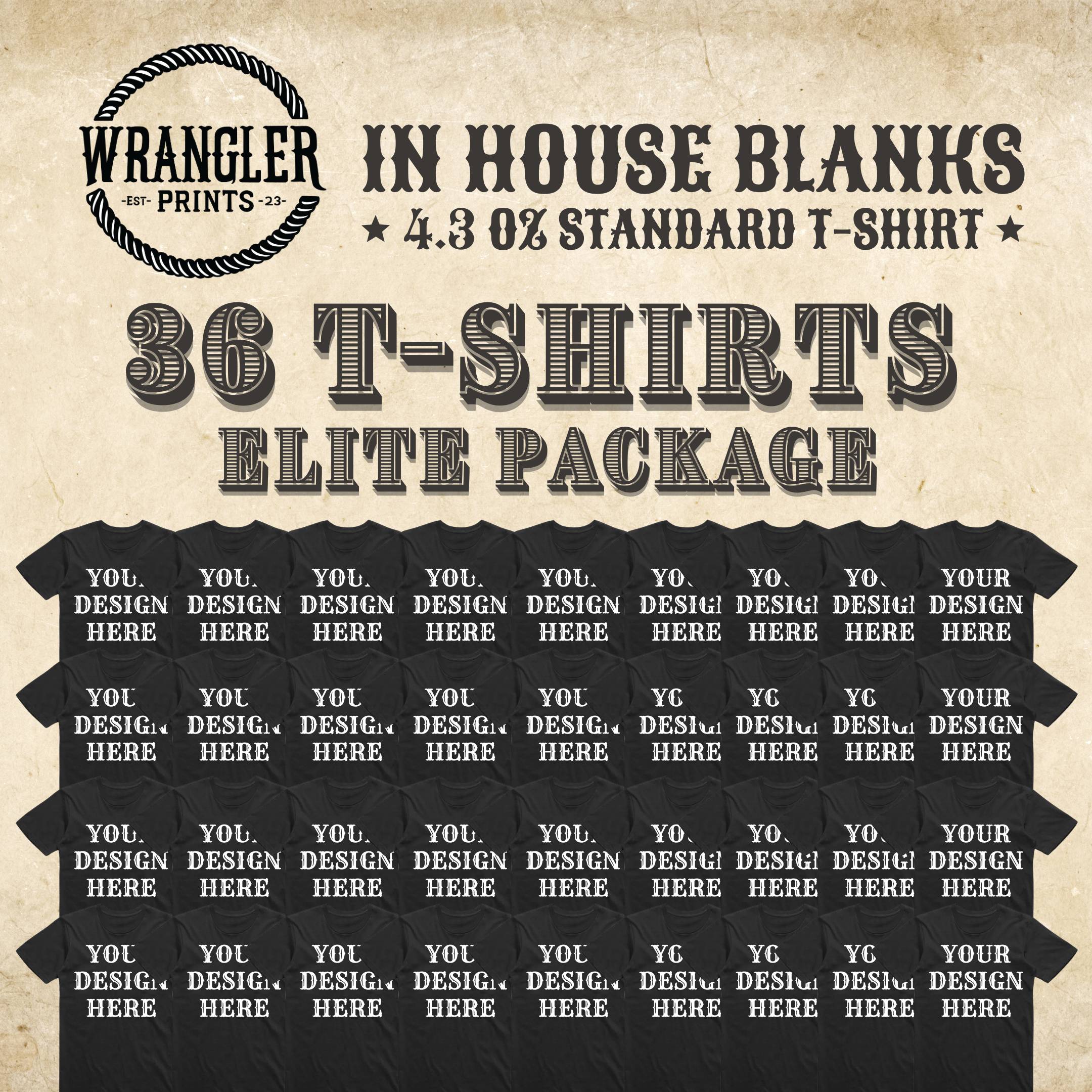 Wrangler Prints 36 Black T-Shirt Elite Package