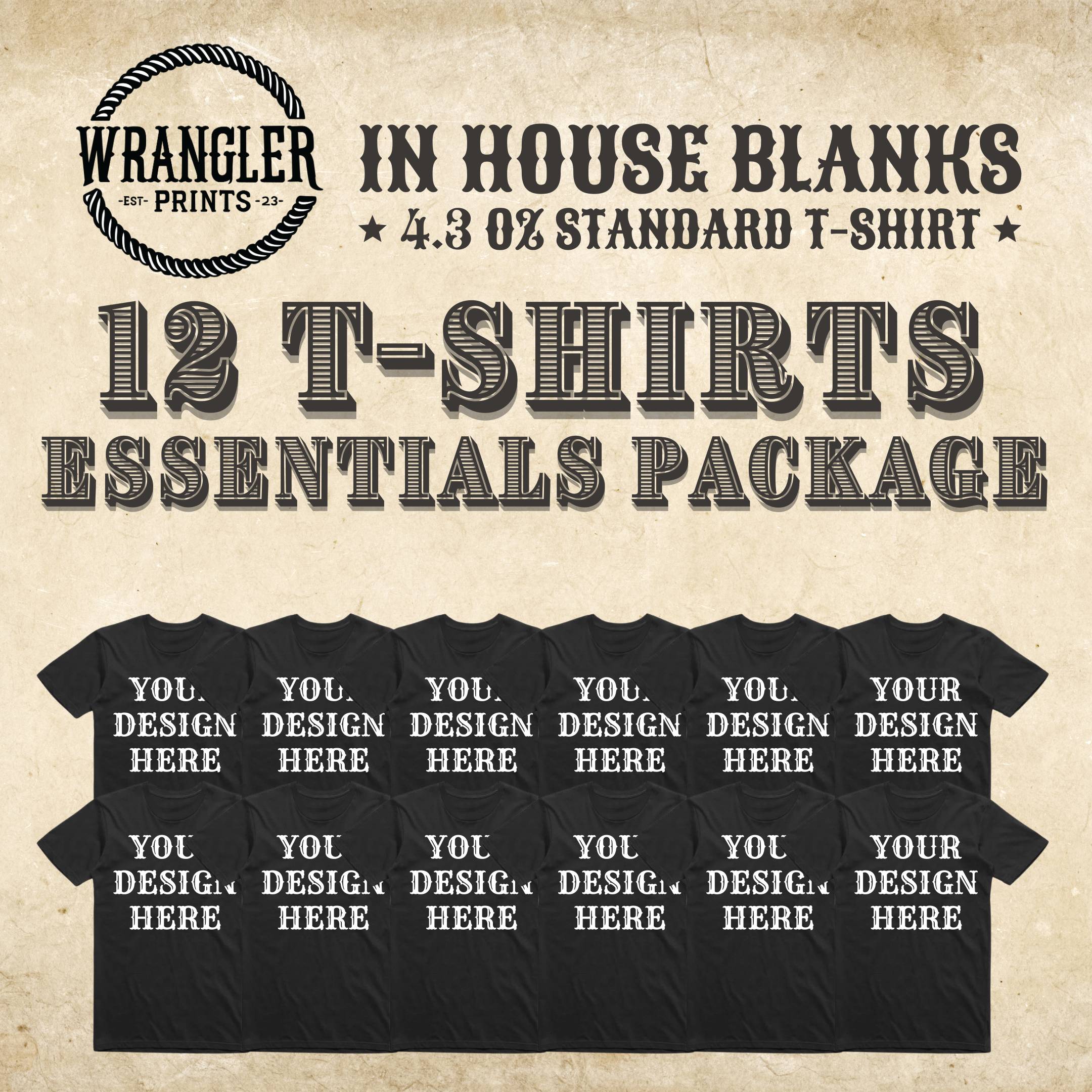 Wrangler Prints 12 Black T-Shirt Essentials Package