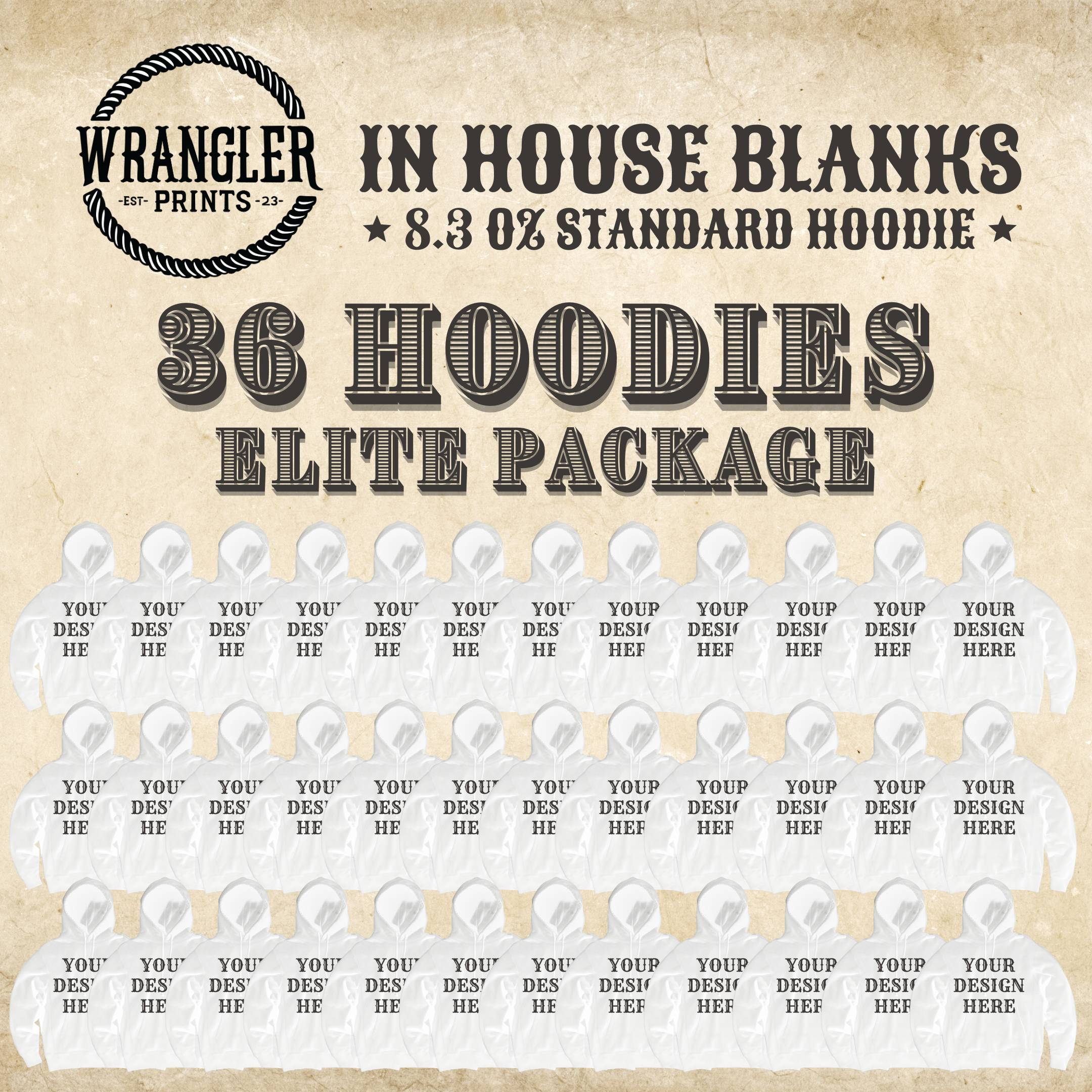 Wrangler Prints 36 White Hoodie Elite Package