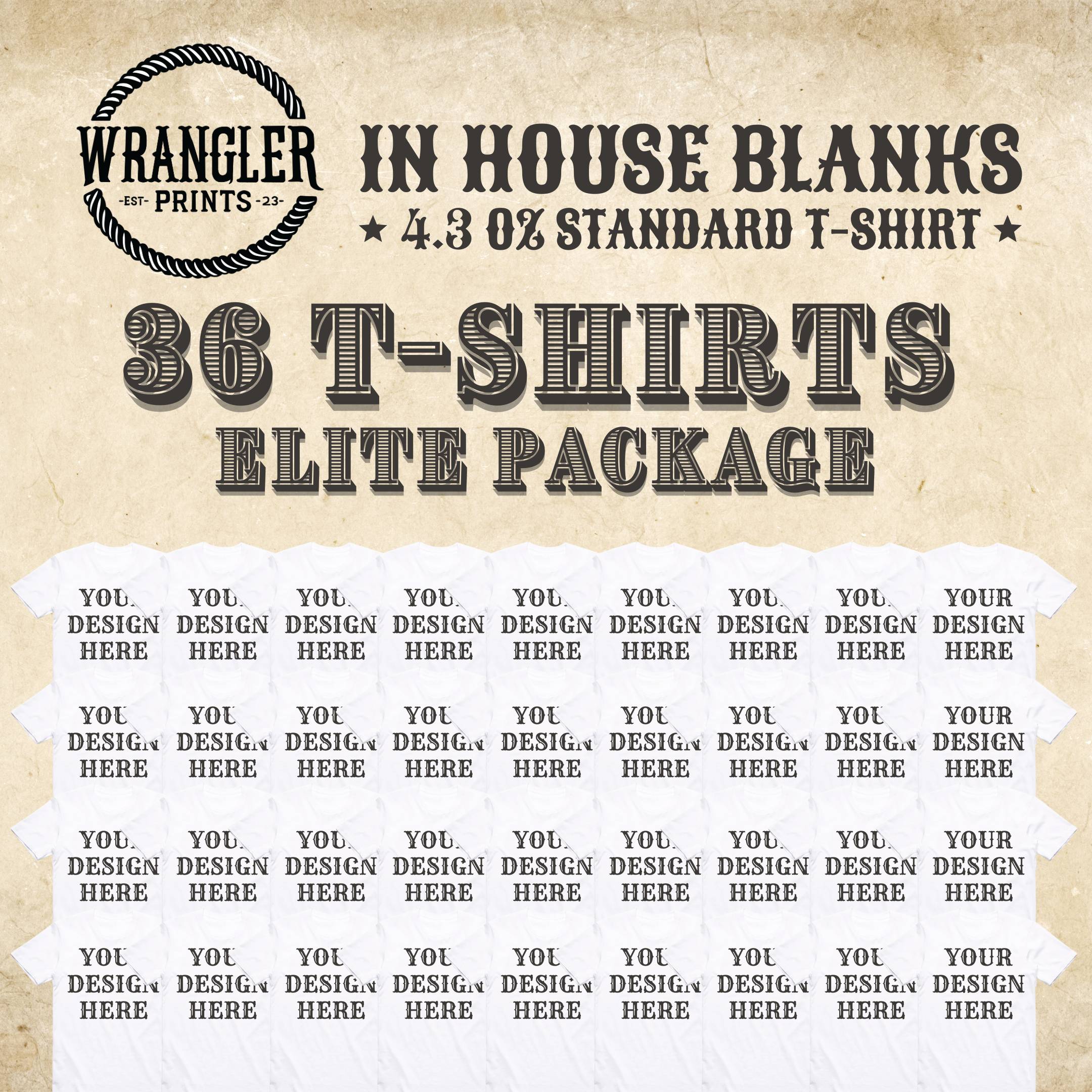 Wrangler Prints 36 White T-Shirt Elite Package