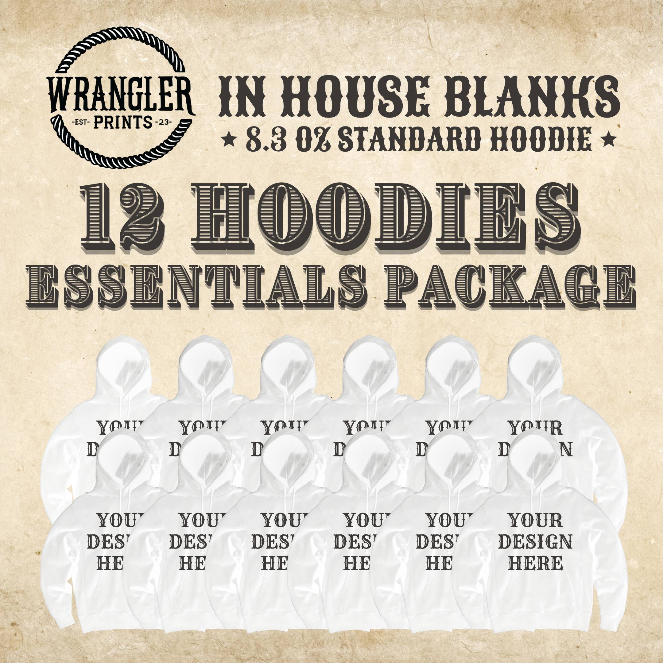 Wrangler Prints 12 White Hoodie Essentials Package