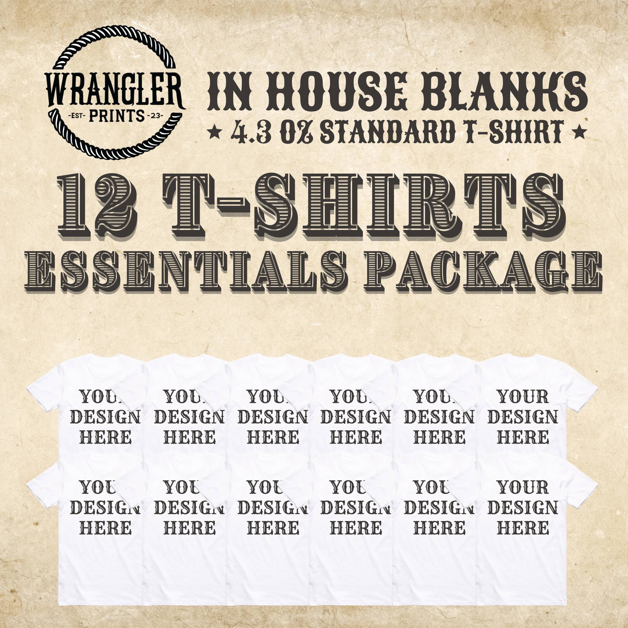 Wrangler Prints 12 White T-Shirt Essentials Package