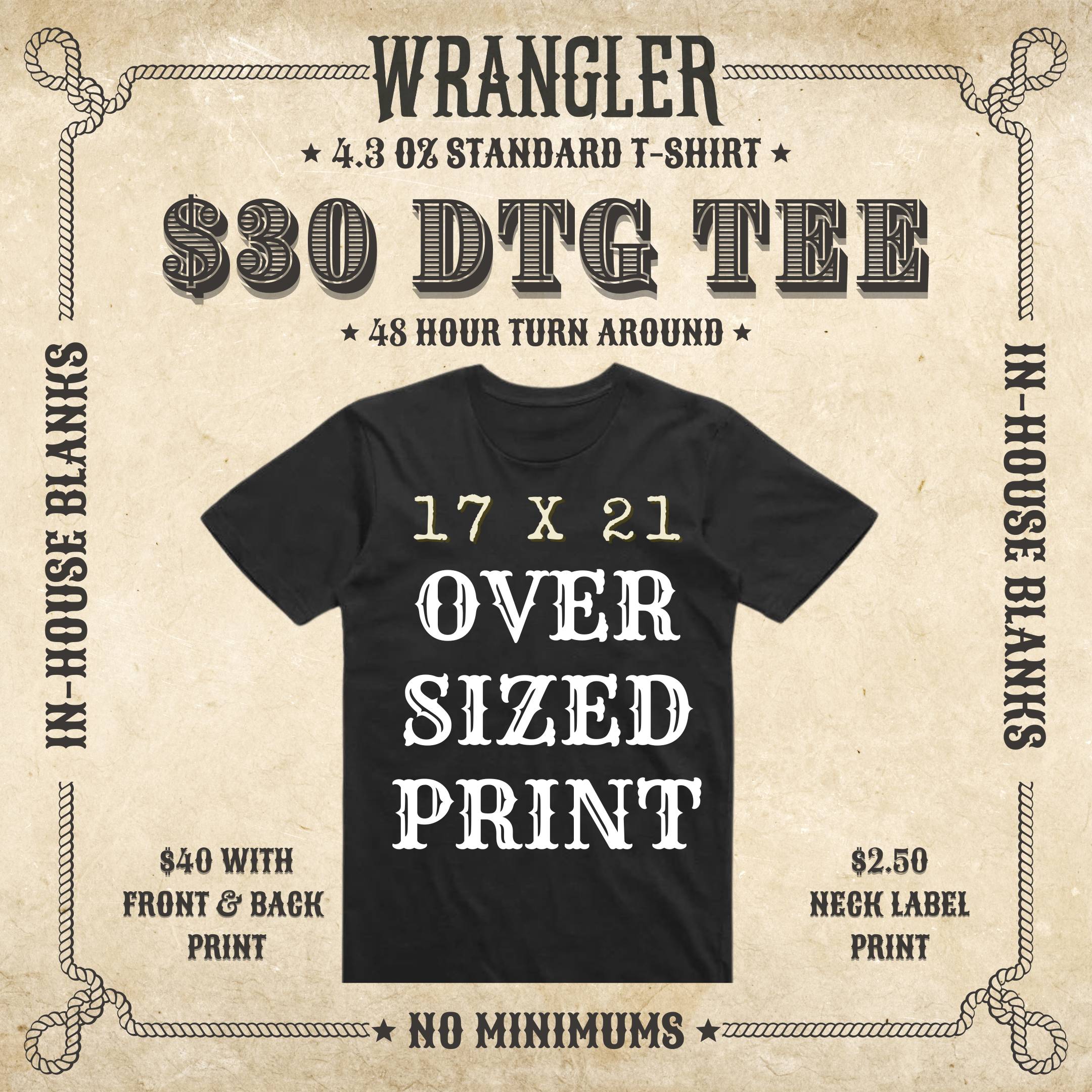 Wrangler Prints $30 DTG Black T-Shirt